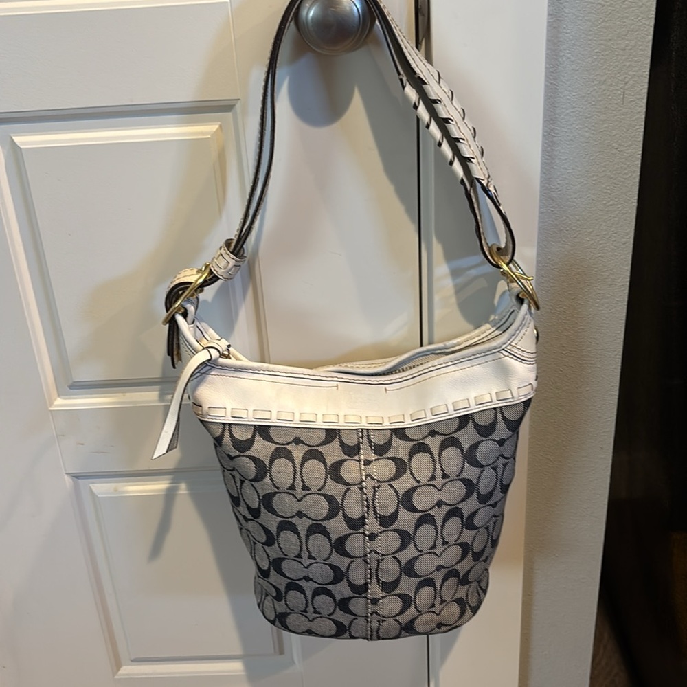 Rare Vintage Coach Blue Denim Bleeker Bucket Shoulder Bag